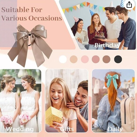 6 Pack Bow Hair Scrunchies NEW - Picture 4 of 4